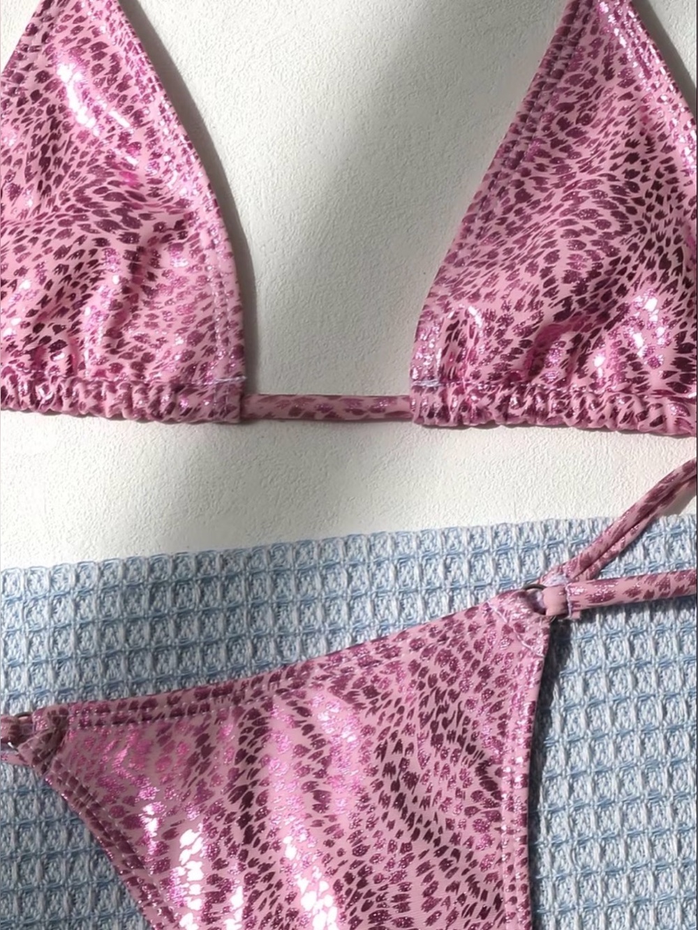 Pink Animal-Print Triangle Bikini Set - Picture 2 of 5
